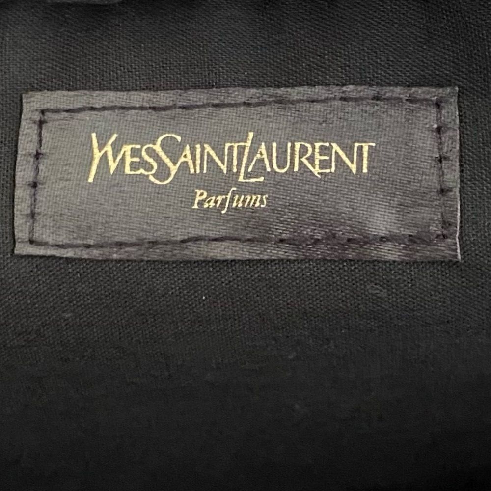 Yves Saint Laurent YSL Parfums Black Canvas Logo Wristlet/Pouch Gold Chain New - Picture 6 of 7